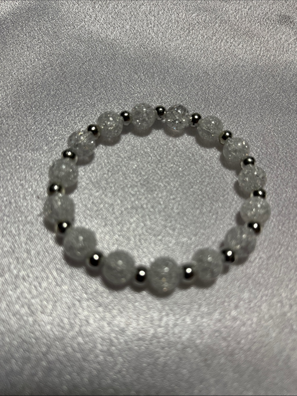 Crystal-like White Beaded Stretch Bracelet